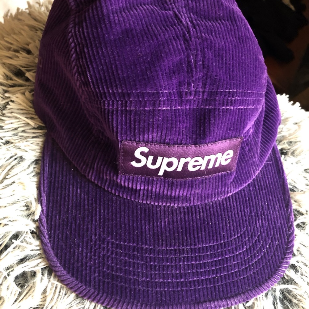 SUPREME PURPLE CORDUROY CAMP HAT